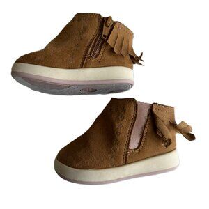 Baby Girl Western Style Boots Size 4 Brown Suede like